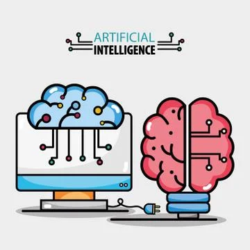 Brain circuits artificial intelligence and computer technology 스톡 일러스트