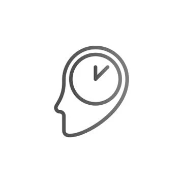 Brain, clock color gradient vector icon Stock Illustration