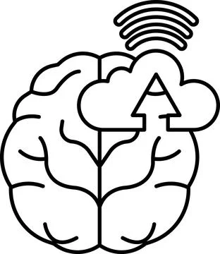Brain with a cloud above it and a line pointing upwards Illustrazione stock