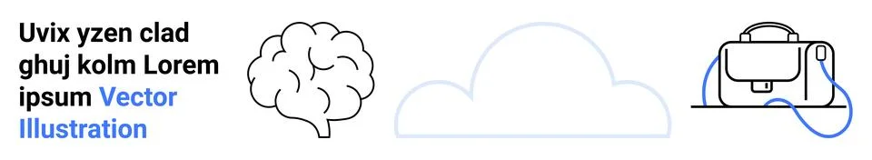 Brain, Cloud, and VR Headset in Minimalist Design for Modern Tech Themes Stock Illustration