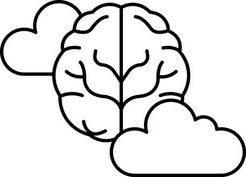 Brain with a cloud in the background Illustrazione stock
