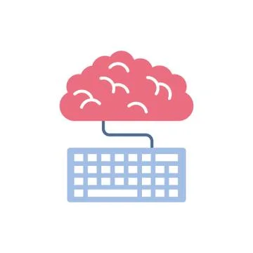 Brain cloud computing school education learning flat style 스톡 일러스트