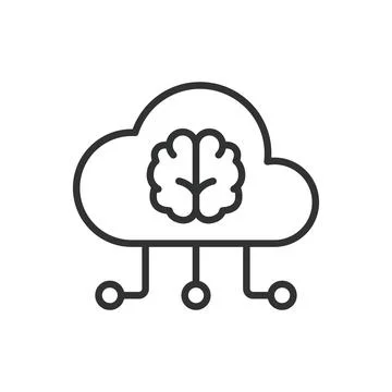 Brain in cloud, icon in line design. Brain, cloud, intelligence, thought, mind 스톡 일러스트