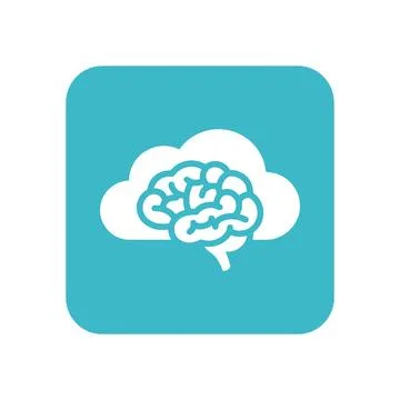 Brain in cloud icon representing artificial intelligence and cloud computing. Ilustração Stock