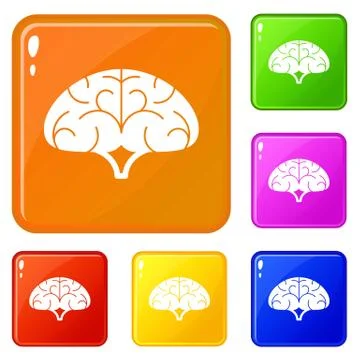 Brain cloud idea icons set vector color 스톡 일러스트