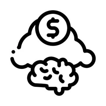 Brain Cloud Money Icon Vector Outline Illustration Stock Illustration