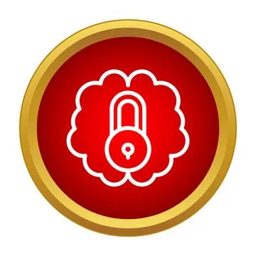 Brain cloud with padlock locking mental privacy Stock Illustration