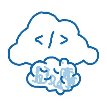 Brain cloud separation doodle icon hand drawn illustration イラスト素材