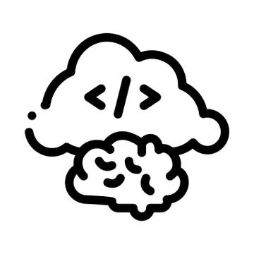 Brain cloud separation icon vector outline illustration Stock Illustration