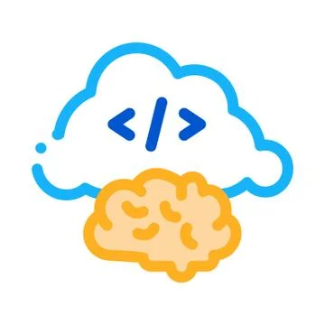 Brain cloud separation icon vector outline illustration Illustrazione stock