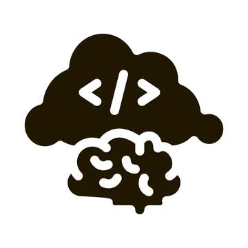 Brain cloud separation icon Vector Glyph Illustration Stock Illustration