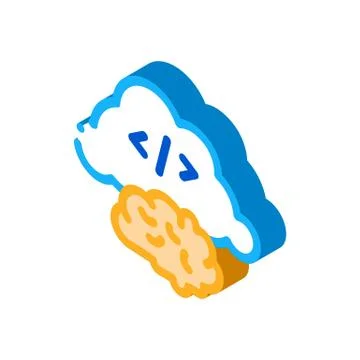 Brain cloud separation isometric icon vector illustration Illustrazione stock