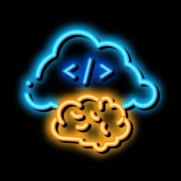 Brain cloud separation neon glow icon illustration Stock Illustration
