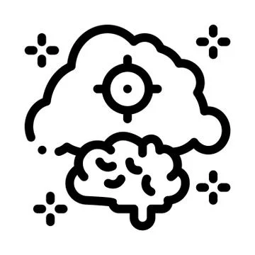 Brain cloud target icon vector outline illustration イラスト素材