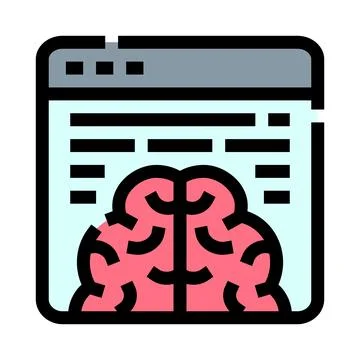 Brain with code on computer screen icon Ilustração Stock