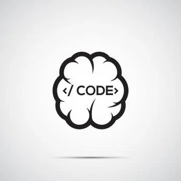 Brain with code. Programmer's brain. 스톡 일러스트