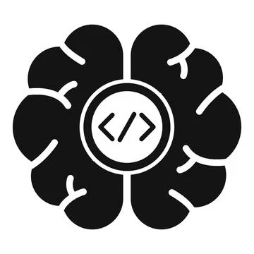 Brain with code symbol showing ai programming and logic Stock-Illustration