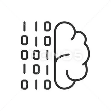 Brain coding, icon in line design. Brain, coding, intelligence, programming 库存插图