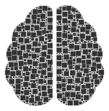 Brain Collage of Squares and Circles Stock Illustration