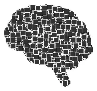 Brain Collage of Squares and Circles Illustrazione stock