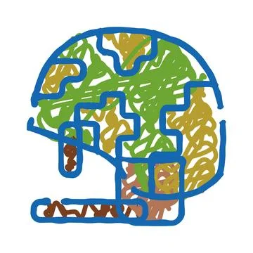 Brain with colorful abstract thoughts and logic connections Ilustração Stock