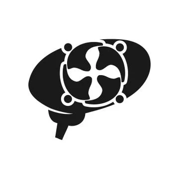 Brain Commitment Teamwork Together Black Logo 库存插图