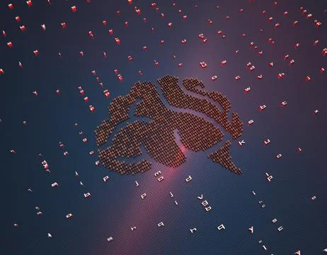 Brain composed of binary code, artificial intelligence technology 스톡 일러스트