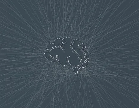 Brain composed of lines, technology network communication Stock Illustration