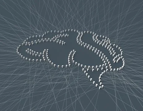 Brain composed of lines, technology network communication Stock Illustration