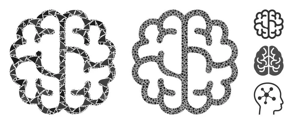 Brain Composition Icon of Bumpy Pieces Stock Illustration