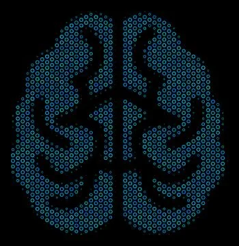 Brain Composition Icon of Halftone Bubbles Stock Illustration