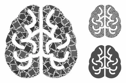 Brain Composition Icon of Raggy Items Stock Illustration