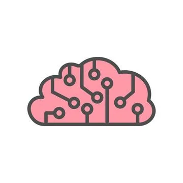 Brain with computer chip cpu design logo Stock Illustration