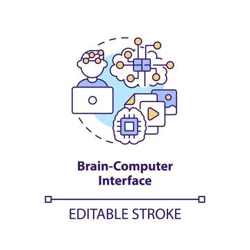 Brain computer interface concept icon 스톡 일러스트