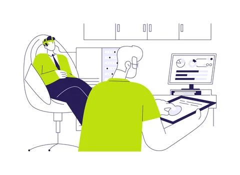 Brain-computer interface development abstract concept vector illustration. Stock Illustration