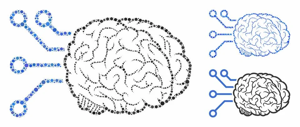 Brain Computer Interface Mosaic Icon of Spheric Items Stock Illustration