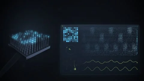 Brain Computer Interface Neural Spike Raster Readout Seamless Loop Stock-Footage 346878613