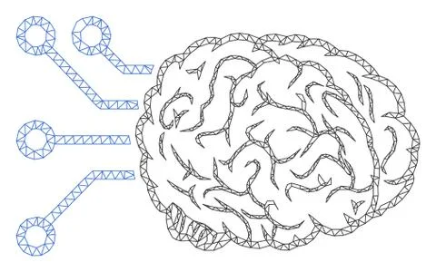 Brain Computer Interface Polygonal Frame Vector Mesh Illustration Stock Illustration