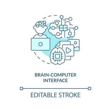 Brain computer interface turquoise concept icon 스톡 일러스트