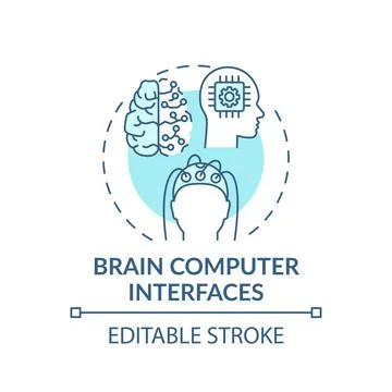 Brain computer interfaces concept icon Stock Illustration