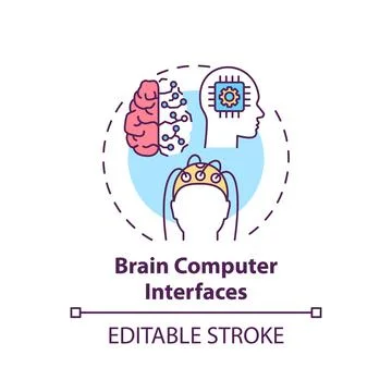 Brain computer interfaces concept icon Stock Illustration