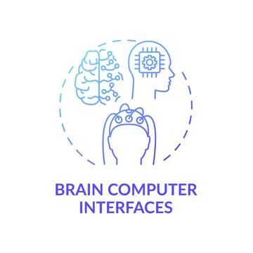 Brain computer interfaces concept icon Stock Illustration