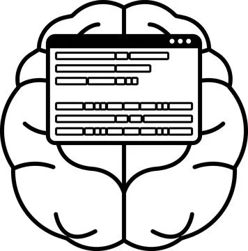 Brain with a computer screen on it Stock Illustration
