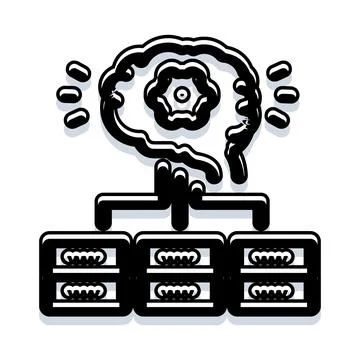 Brain computing connecting to multiple data servers 스톡 일러스트