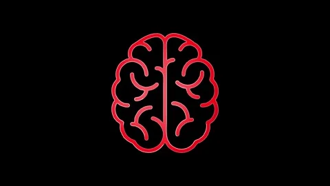 Brain concept neon line .Neon brain icon animation Stock Footage 299569127