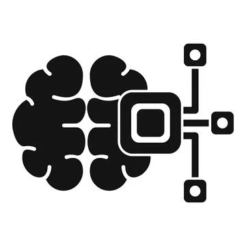 Brain connected to artificial intelligence processor simulating human thought Stock Illustration