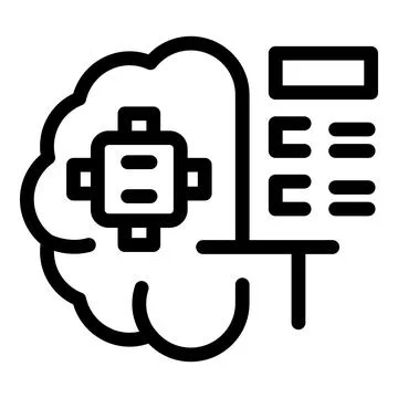 Brain connected to calculator showing artificial intelligence Stock Illustration