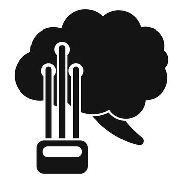 Brain connected to a computer with cables transmitting data Stock Illustration