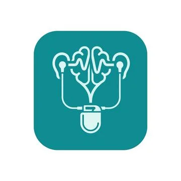 Brain connected to ears and device for auditory stimulation. 스톡 일러스트