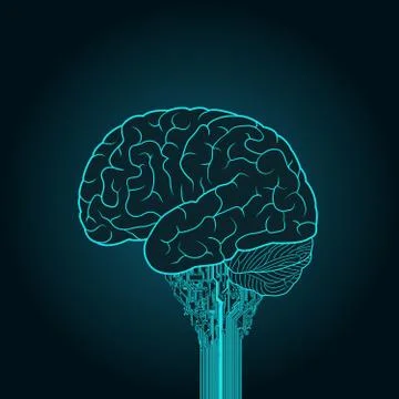 The brain is connected to the electronic device. The concept of a cyborg Illustrazione stock